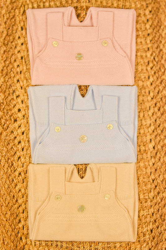 Baby Knit Footed Dungaree - Pale Pink