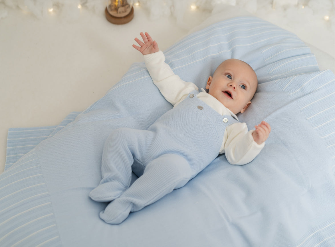 Baby Knit Footed Dungaree - Sand