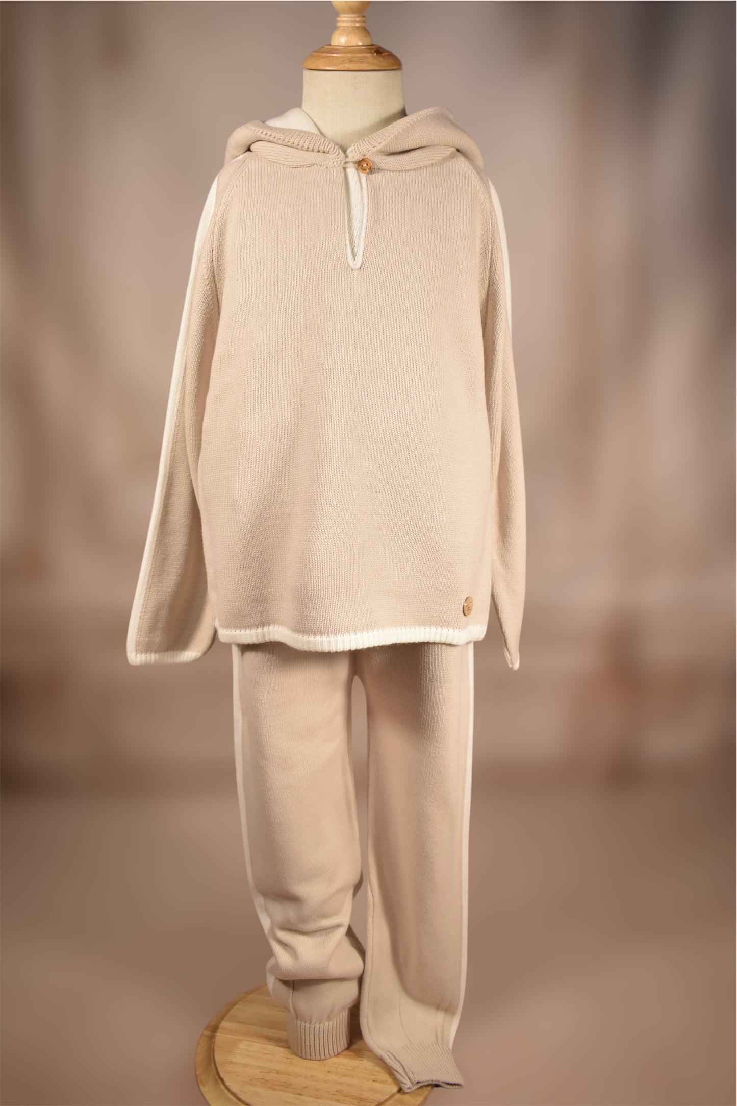 Granlei Knit Hoodie Set - Sand/Ivory