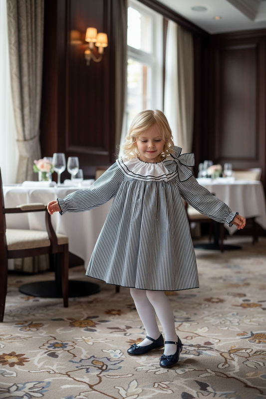 Charlotte Navy Stripe Dress 2-piece (HADA82)