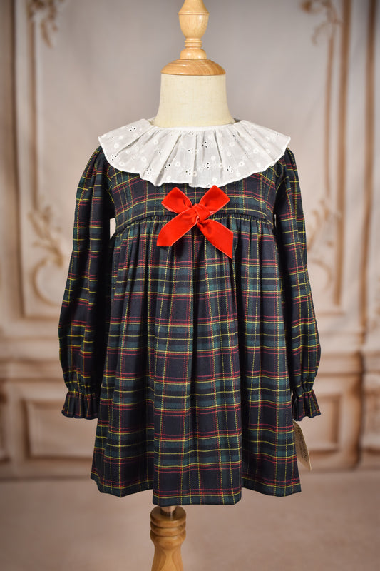 Dark Plaid Set - Dress (2-Pcs)