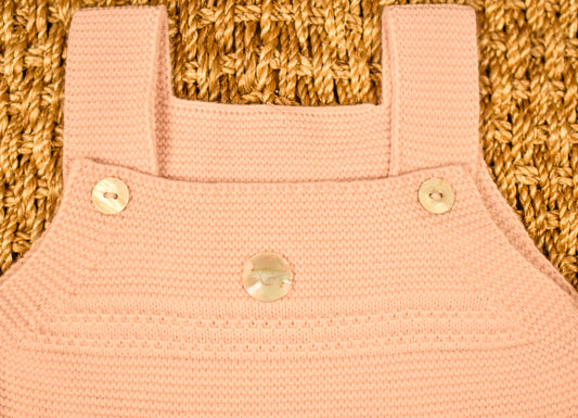 Baby Knit Footed Dungaree - Pale Pink