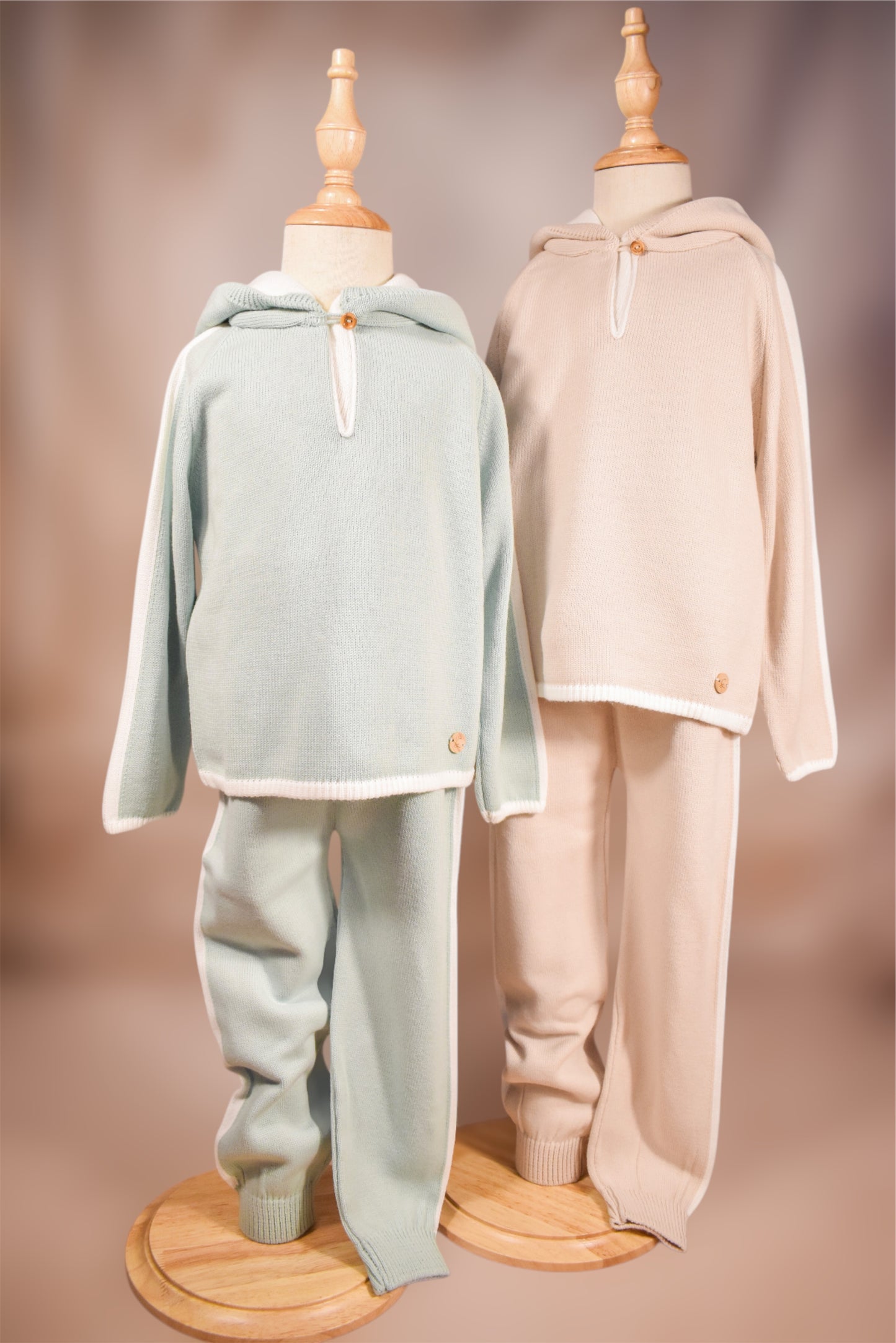 Granlei Knit Hoodie Set - Sand/Ivory