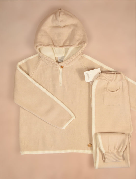Granlei Knit Hoodie Set - Sand/Ivory