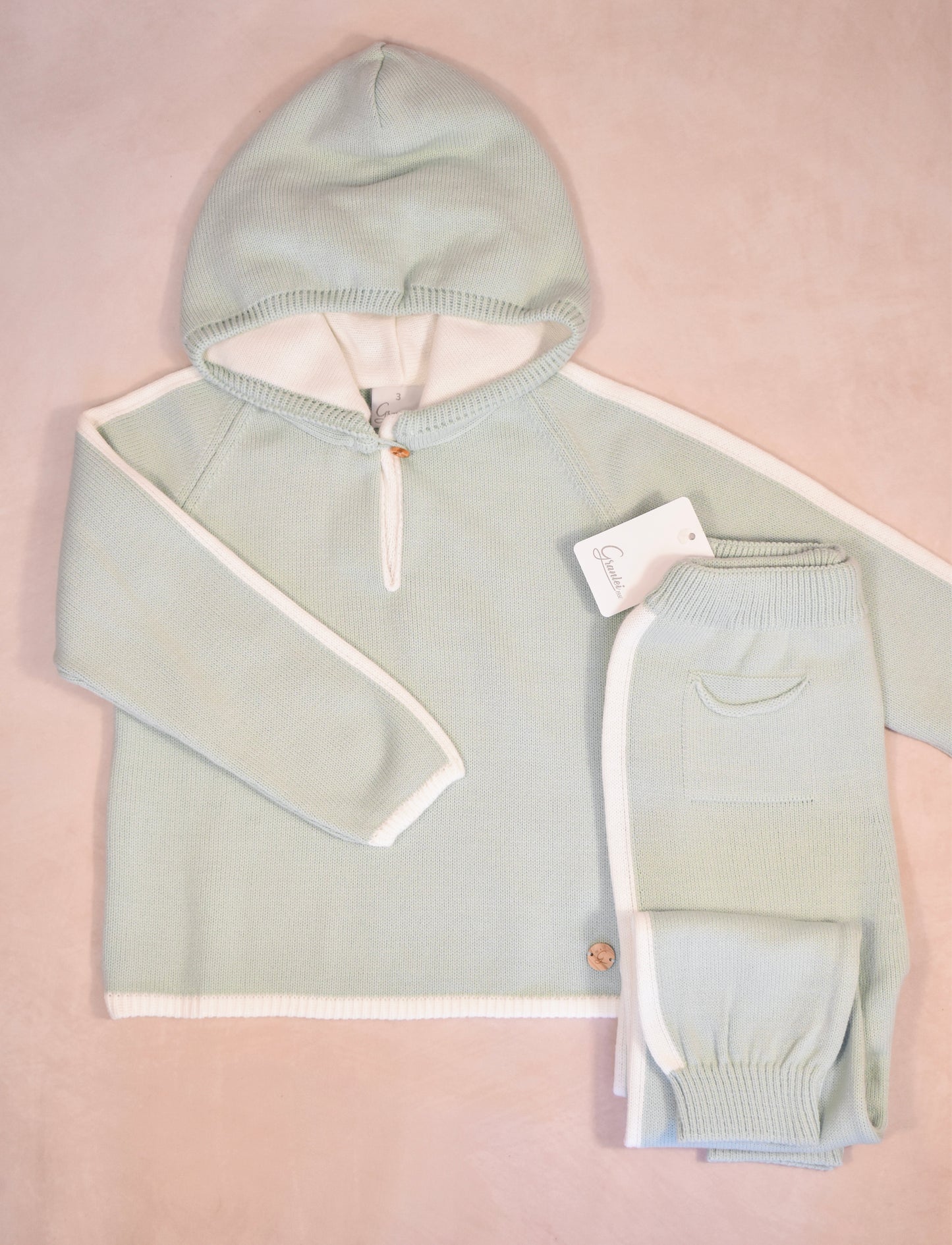 Granlei Knit Hoodie Set - Jade/Ivory