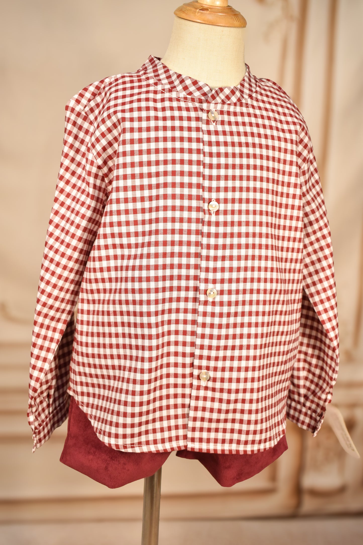 Cranberry Gingham Corduroy Boy Set (2-Piece)