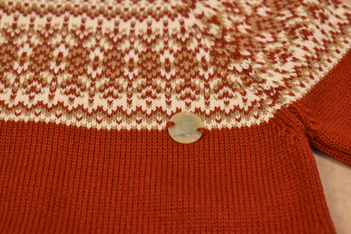 Fair Isle Knit Footed Romper – Deep Cranberry