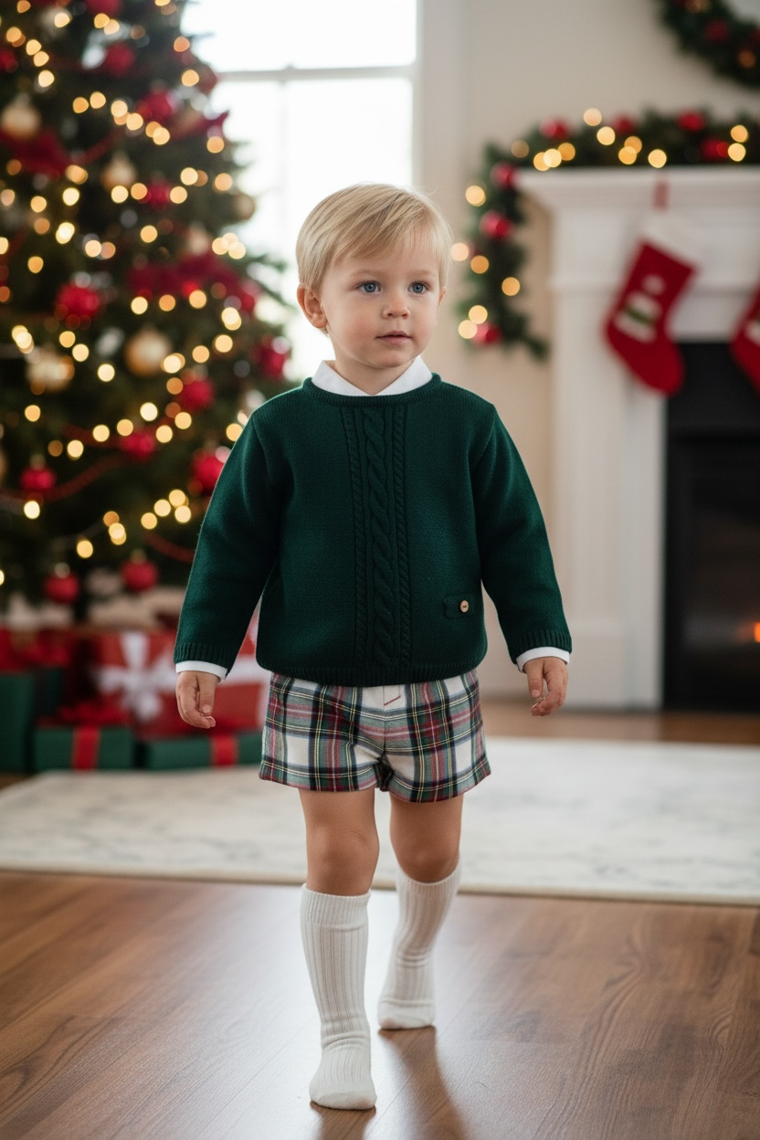 Emerald Plaid two-Piece boy set (HADA109)