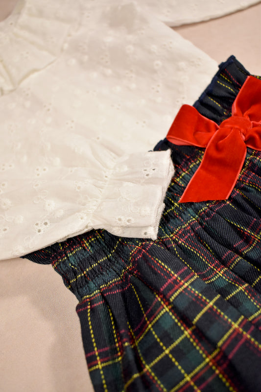 Dark Plaid Set - Skirt Bloomer (2-Pcs)