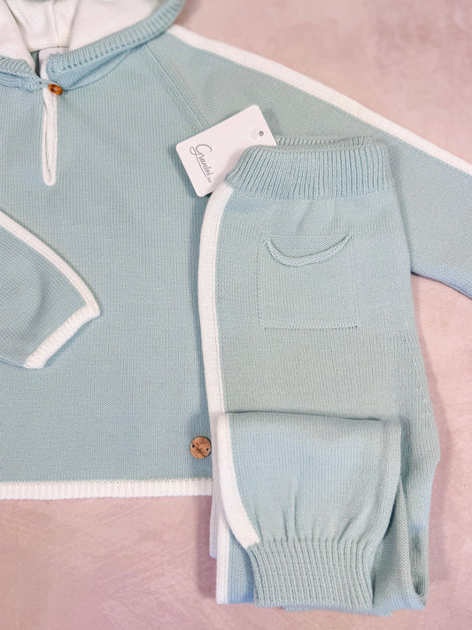 Granlei Knit Hoodie Set - Jade/Ivory