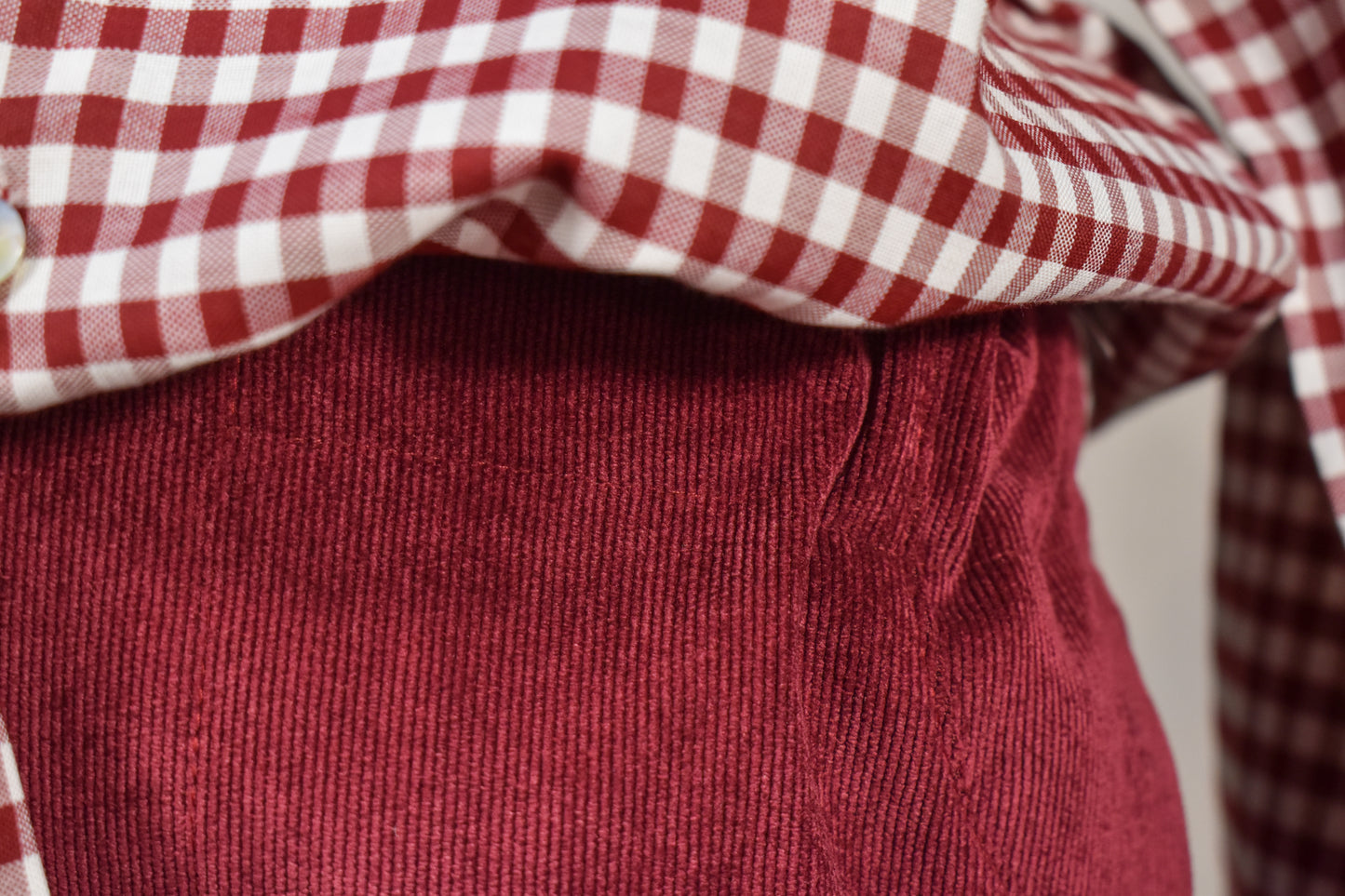 Cranberry Gingham Corduroy Boy Set (2-Piece)