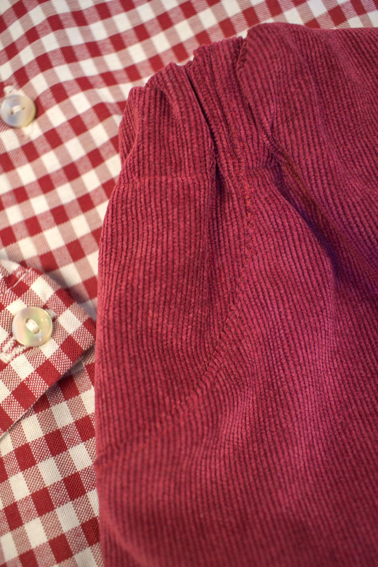 Cranberry Gingham Corduroy Boy Set (2-Piece)