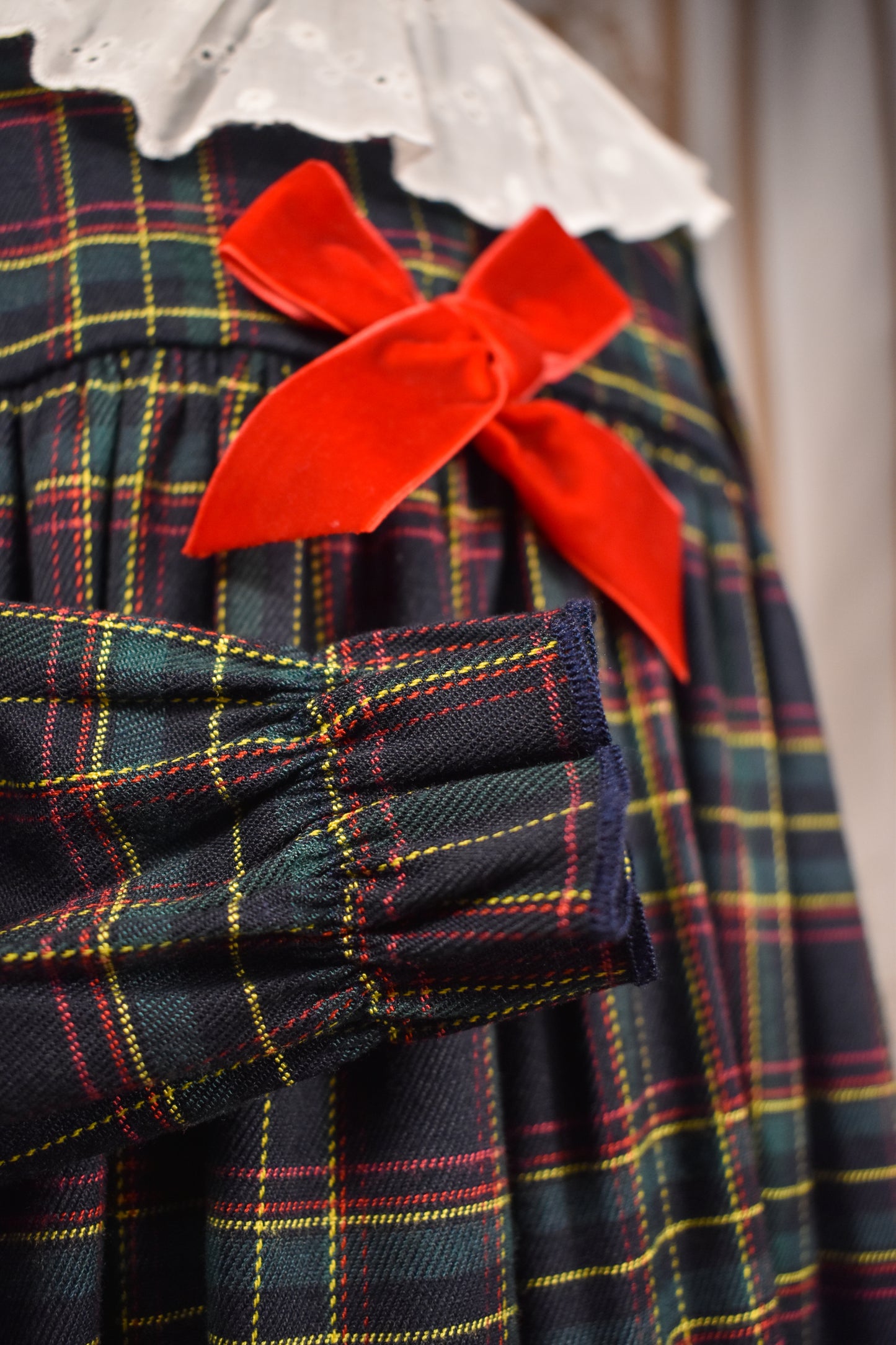 Dark Plaid Set - Dress (2-Pcs)