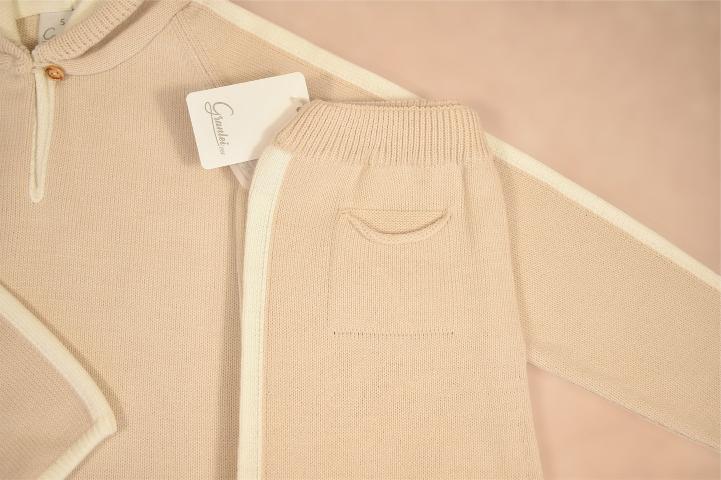 Granlei Knit Hoodie Set - Sand/Ivory