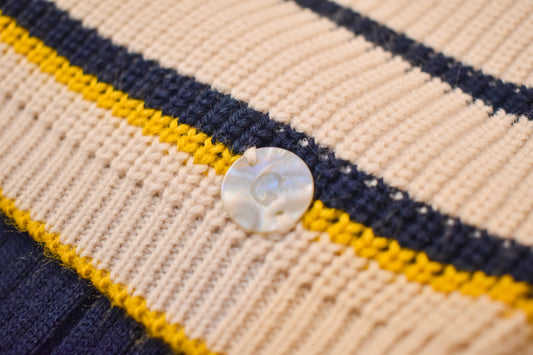 Striped Knit Set, Granlei 1980,. - Beige/Navy/Mustard