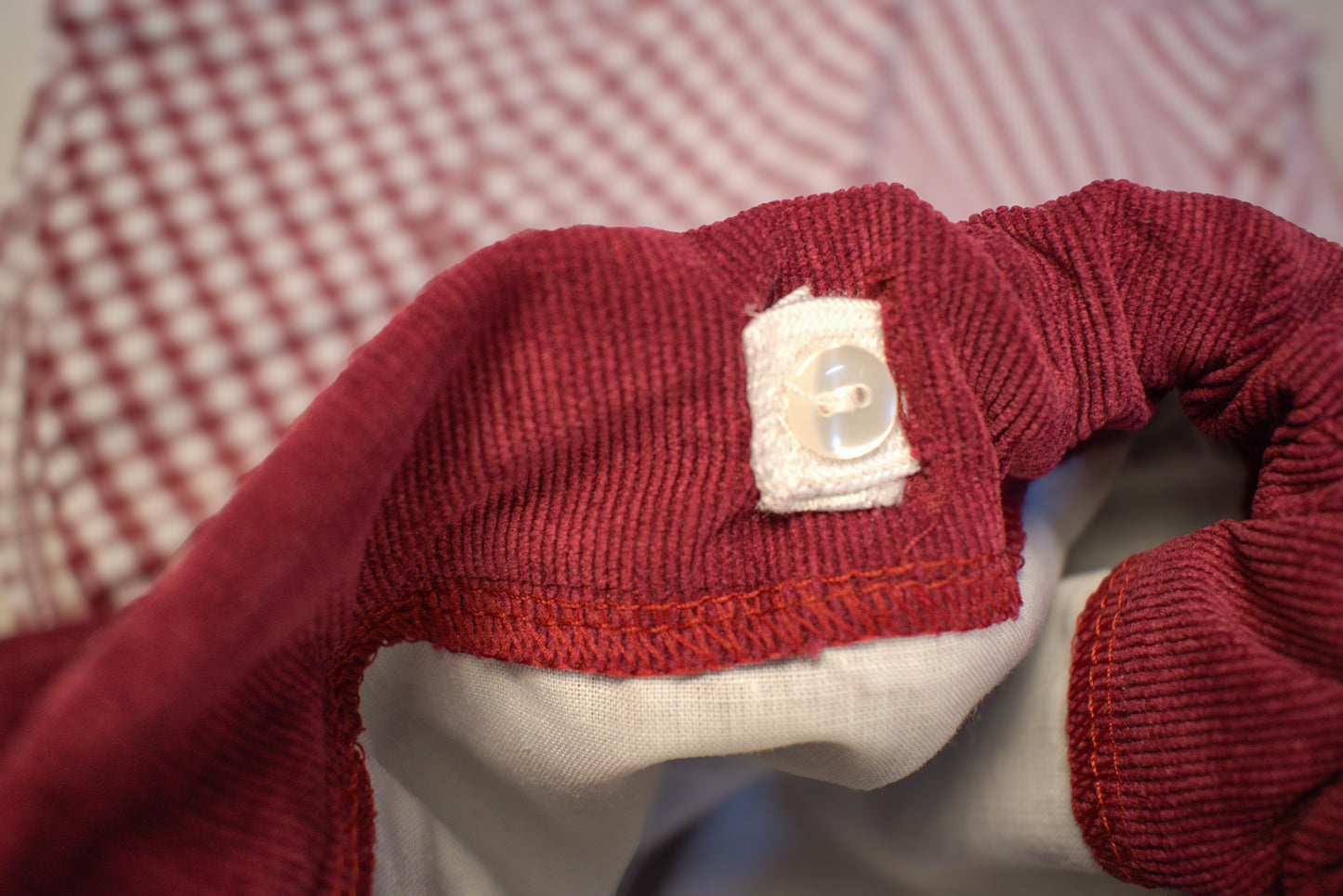 Cranberry Gingham Corduroy Boy Set (2-Piece)