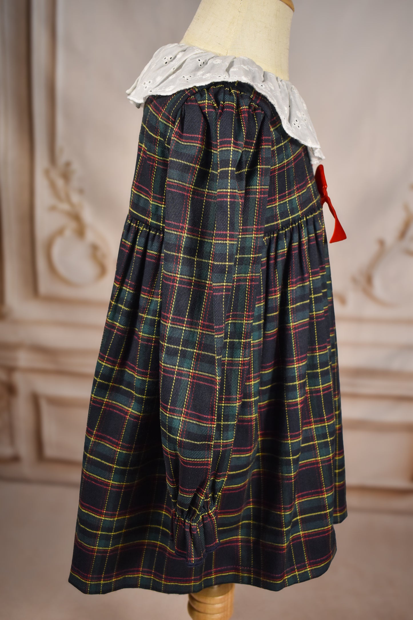 Dark Plaid Set - Dress (2-Pcs)