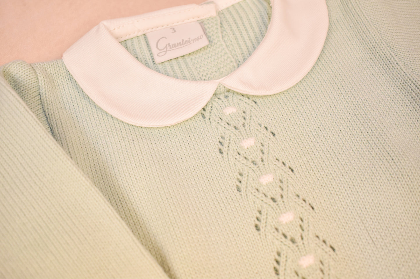 Peter Pan Collar, Knit Footed Romper - Jade