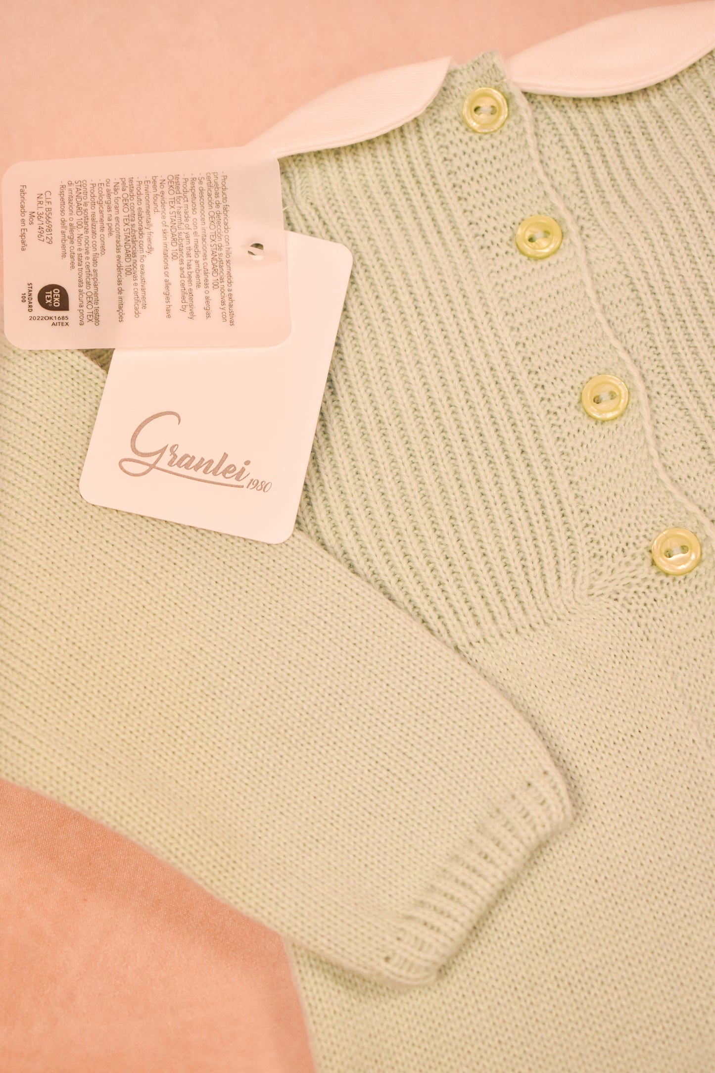 Peter Pan Collar, Knit Footed Romper - Jade