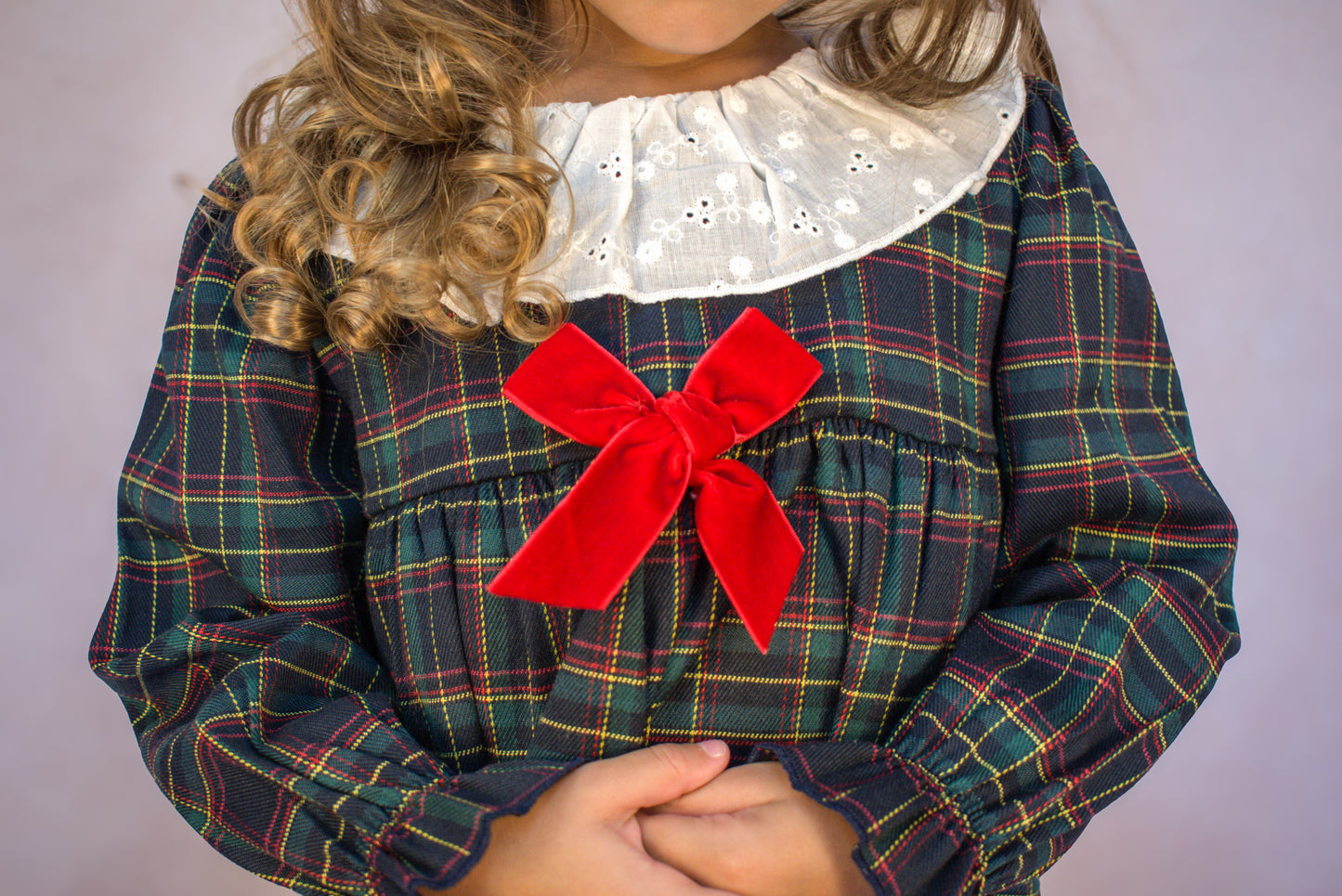 Dark Plaid Set - Dress (2-Pcs)